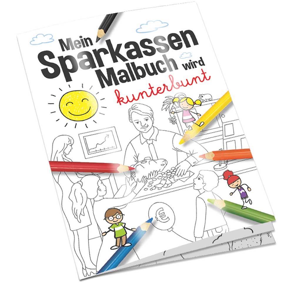 Malbuch / Mal-Set A6 - Sparkassen - Malset mit 2-c Logoeindruck