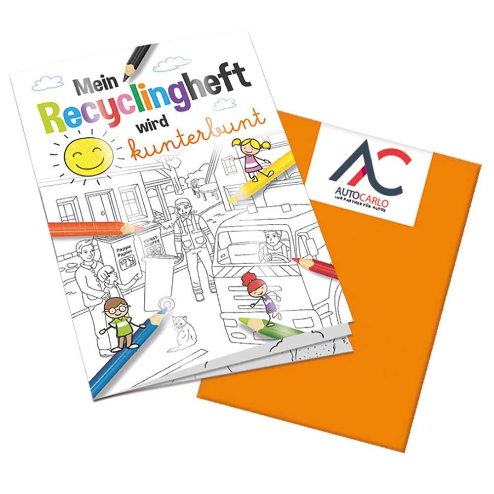 Malbuch / Mal-Set A6 - Recycling - Malbuch mit 2-c Logoeindruck