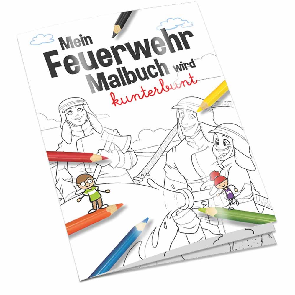 Malbuch / Mal-Set A6 - Feuerwehr - Malbuch mit individueller Vorder- und Rückseite