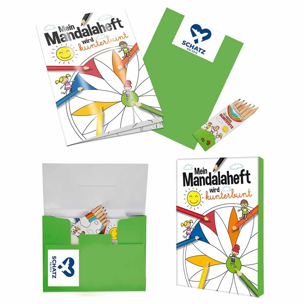 Malbuch / Mal-Set A5 - Mandala - Malset mit 1-c Logoeindruck