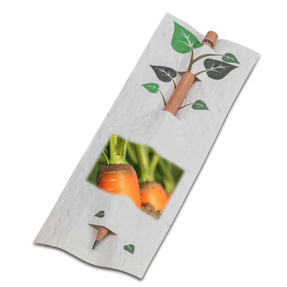 Bleistift im Samenpapieretui - Ostern - Karotte, Druck 4/0c, Lasergravur