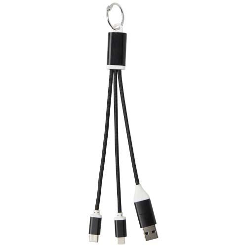 Metal 4-in-1 Ladekabel aus recyceltem Aluminium mit Schlüsselanhänger
