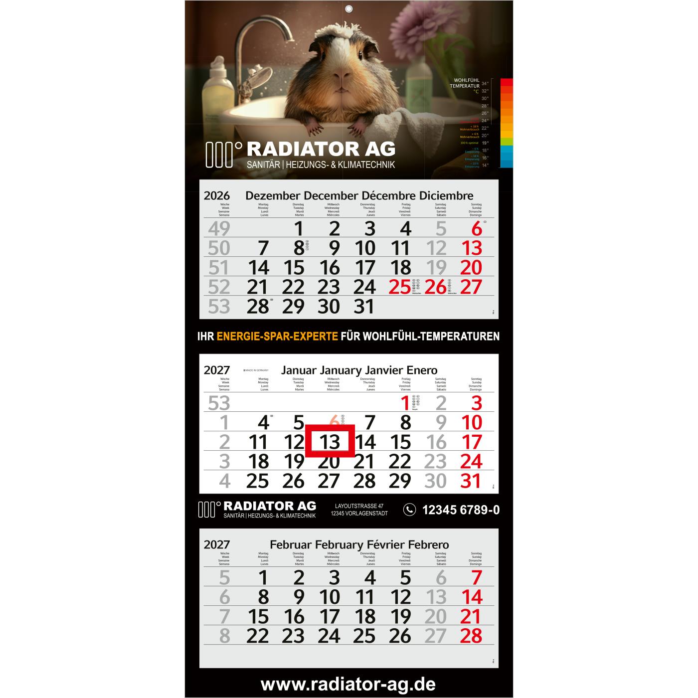 3-Monatskalender Mehrblock Profil 3 EXPRESS Schrift leicht