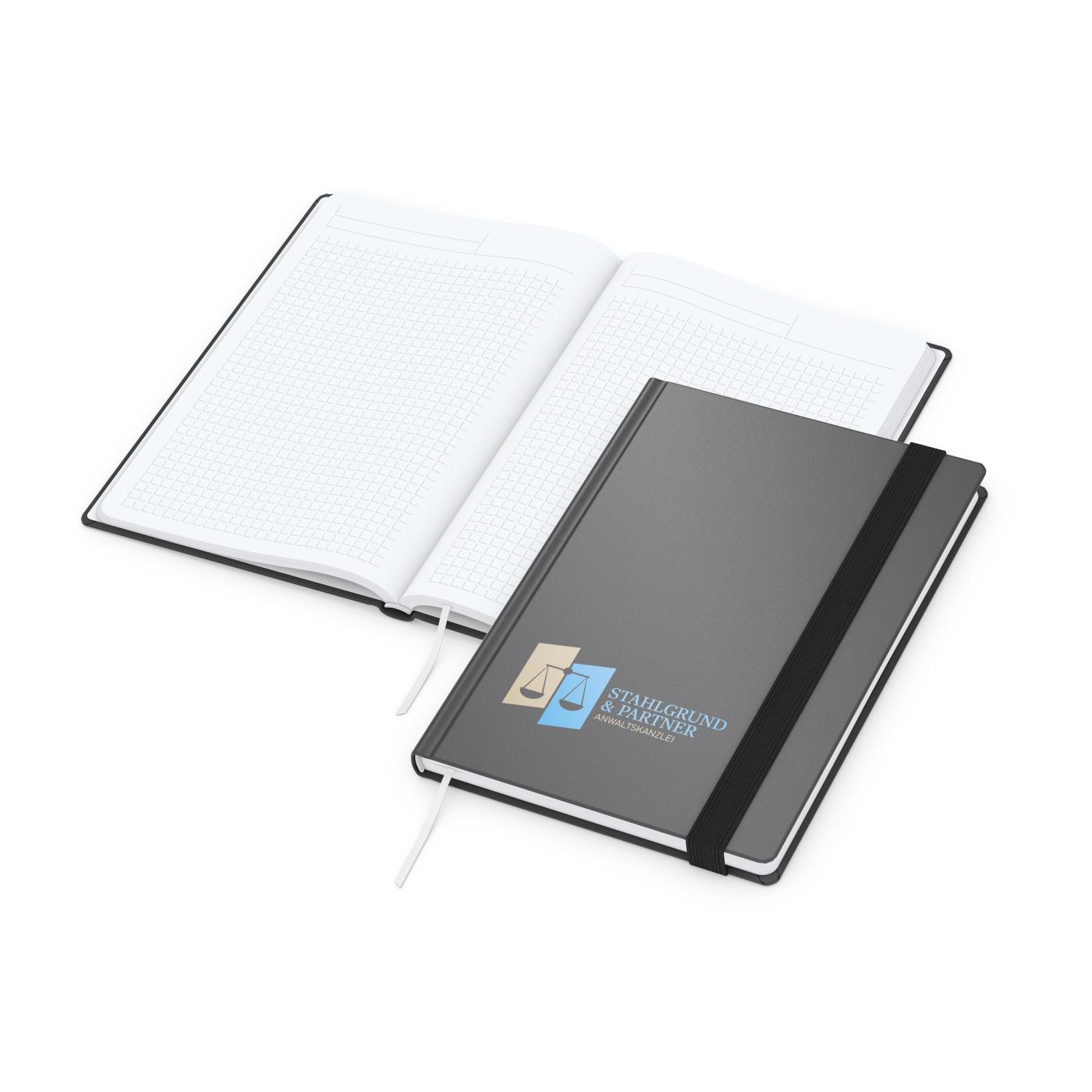 Notizbuch Hardcover Smart-Book Gummiband breit