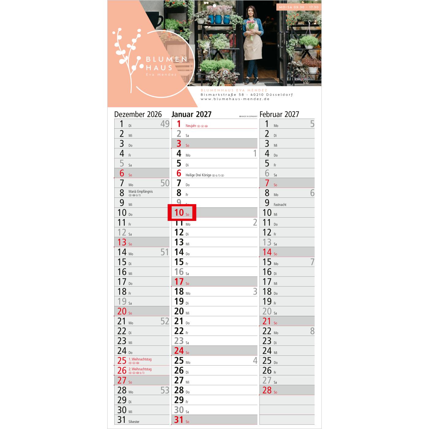 3-Monatskalender Einblatt Spectrum 3 Streifenkalender 3 Monate
