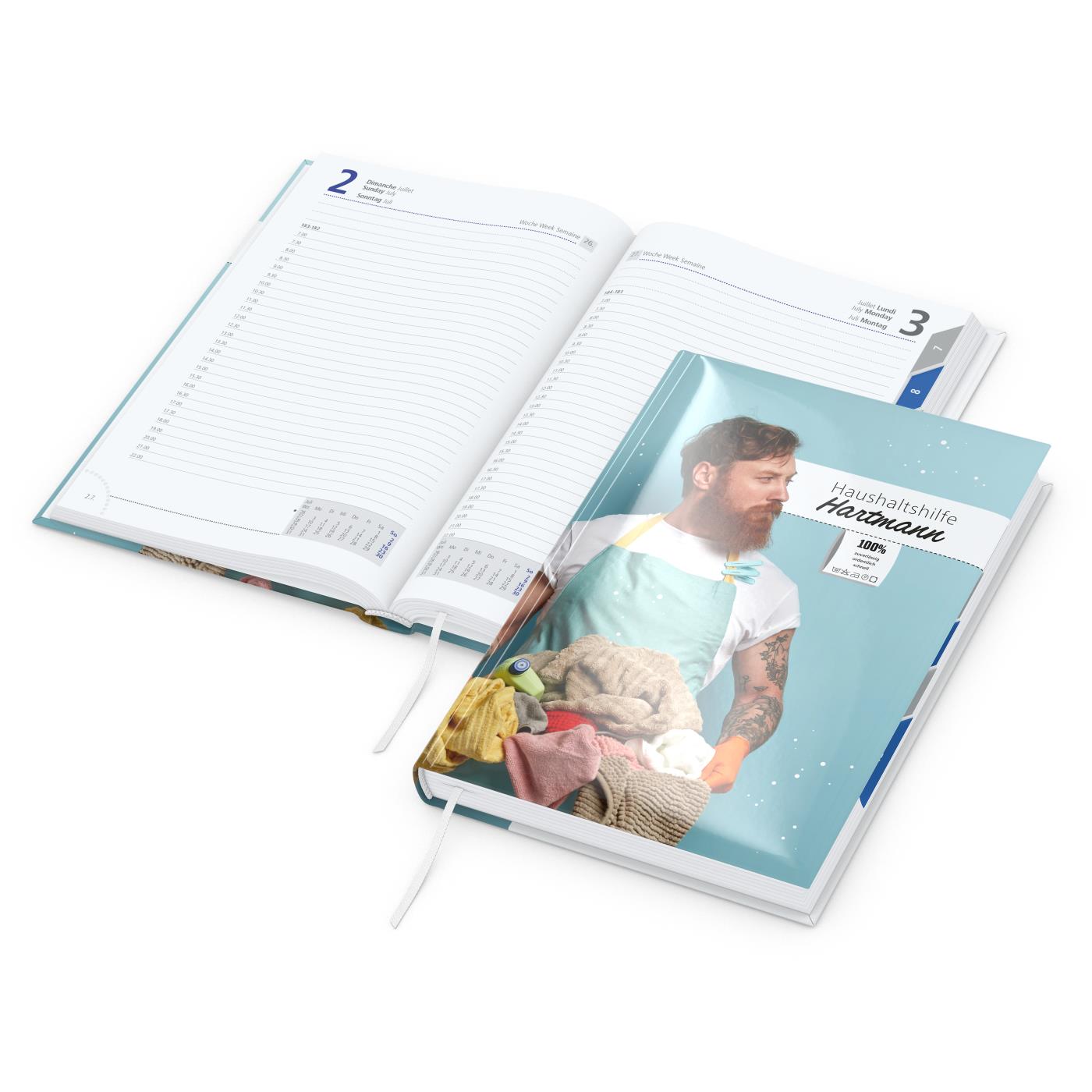 Tageskalender Manager Monatsregister Mo.–So. je 1 Seite Papier-Hardcover