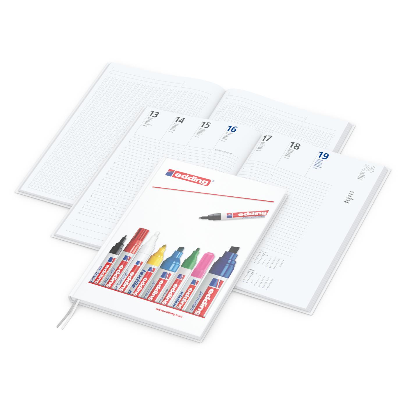 Wochenkalender vorne + Notizen hinten Note-Hybrid Ecken spitz Papier-Hardcover
