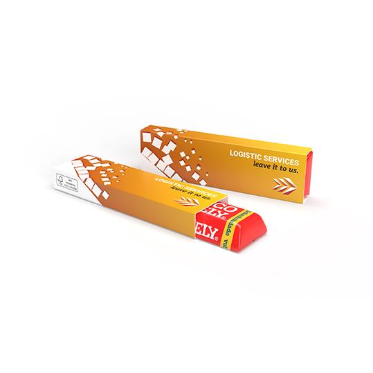 Tony´s Chocolonely Riegel im Werbeschuber