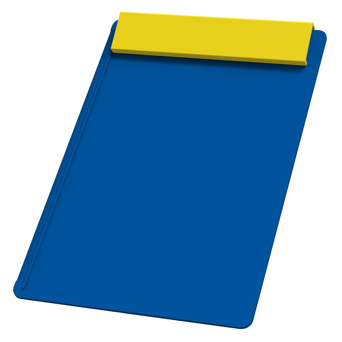 Platte blau, Leiste gelb