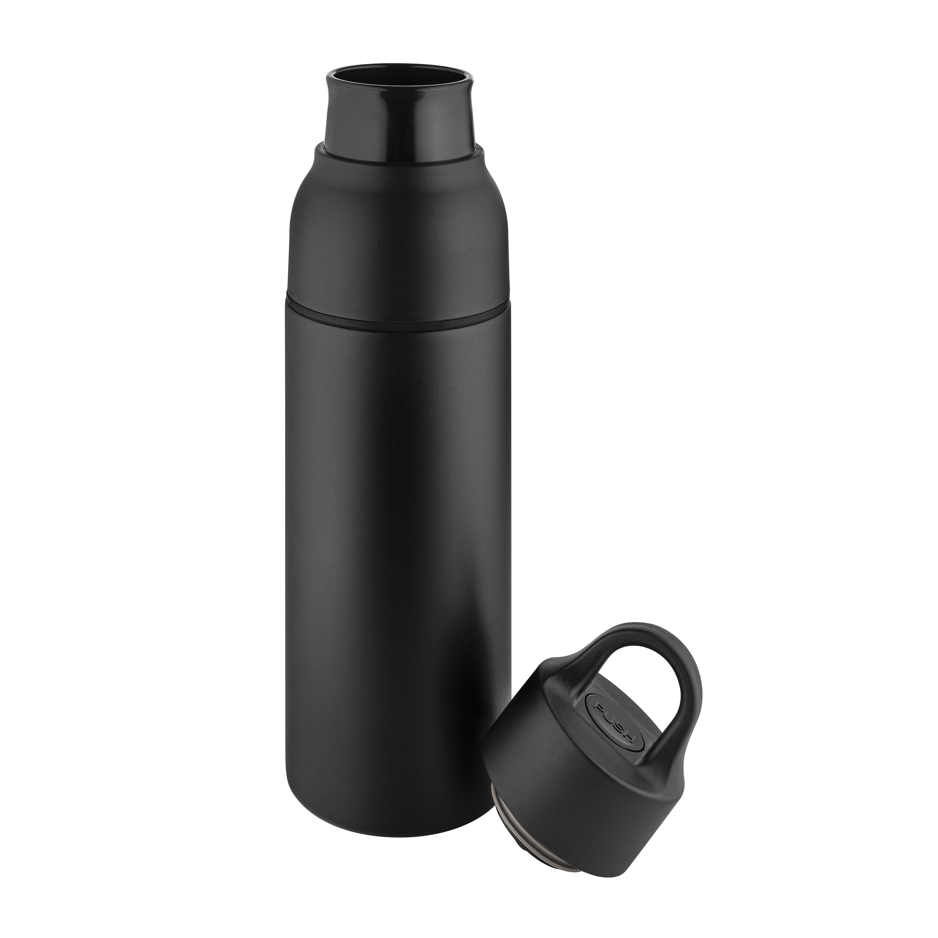 Metmaxx® Thermoflasche ´OneTouch&Go´ schwarz/Ring schwarz