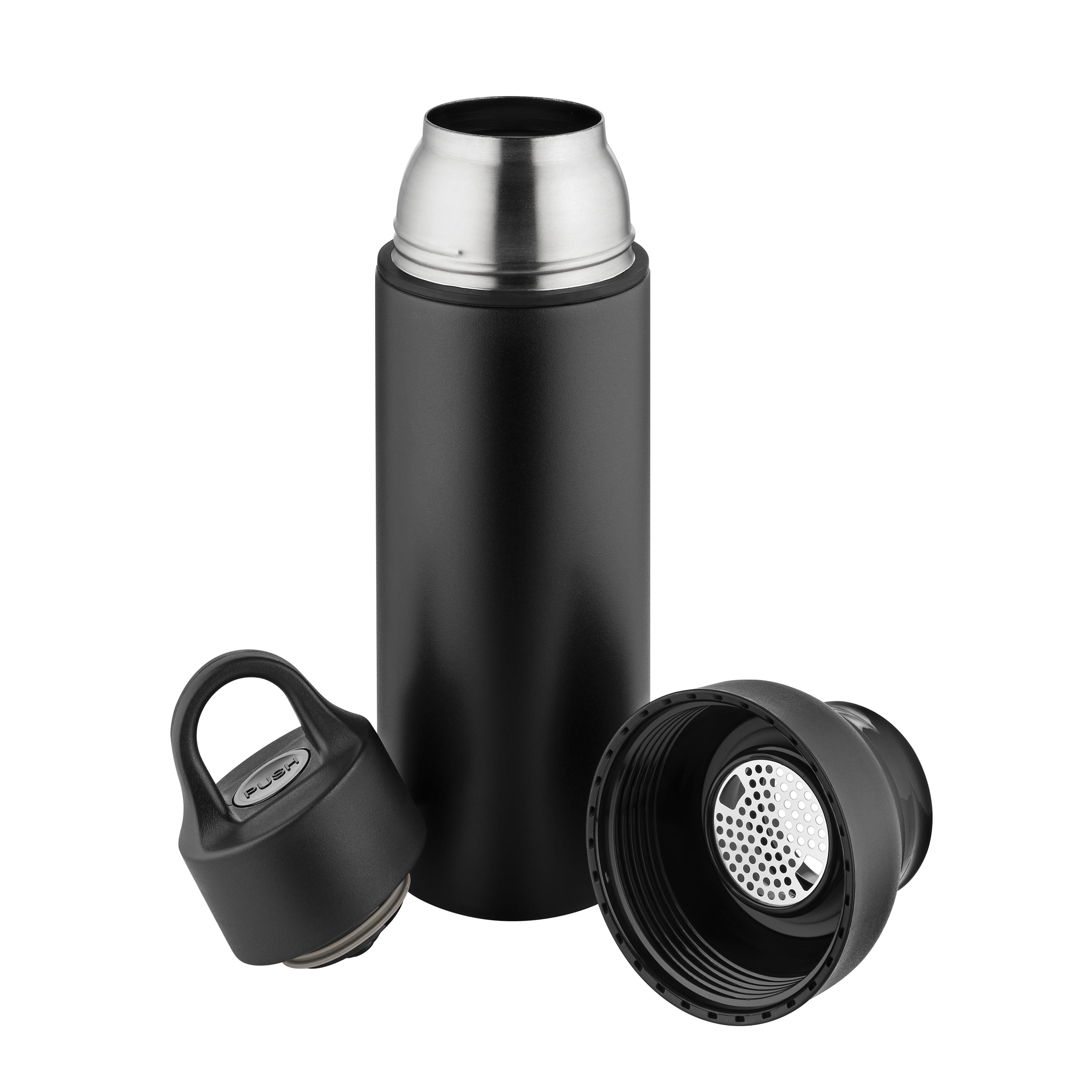 Metmaxx® Thermoflasche ´OneTouch&Go´ schwarz/Ring schwarz