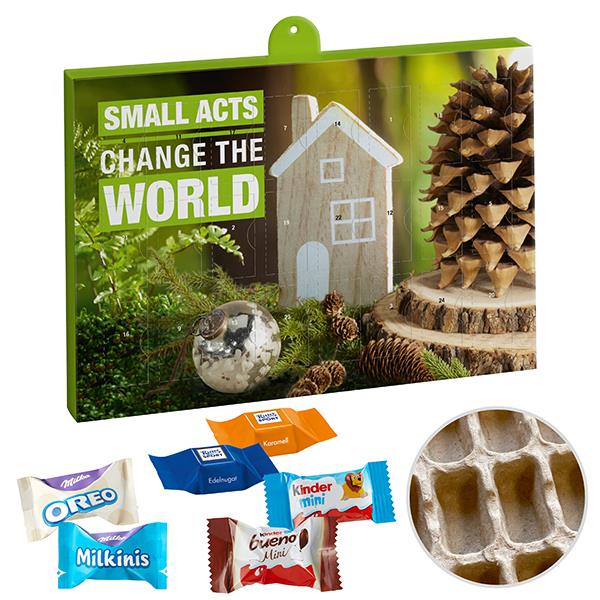Premium Marken-Adventskalender PAPIER mit Ritter Sport & Milka Favourites Mix & Kinder Schokolade & Kinder Bueno Mix