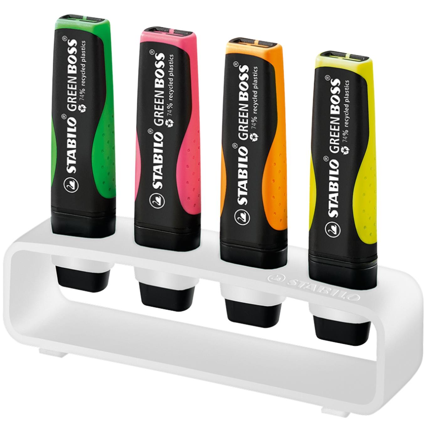 STABILO GREEN BOSS 4er Tisch-Set Leuchtmarkierer