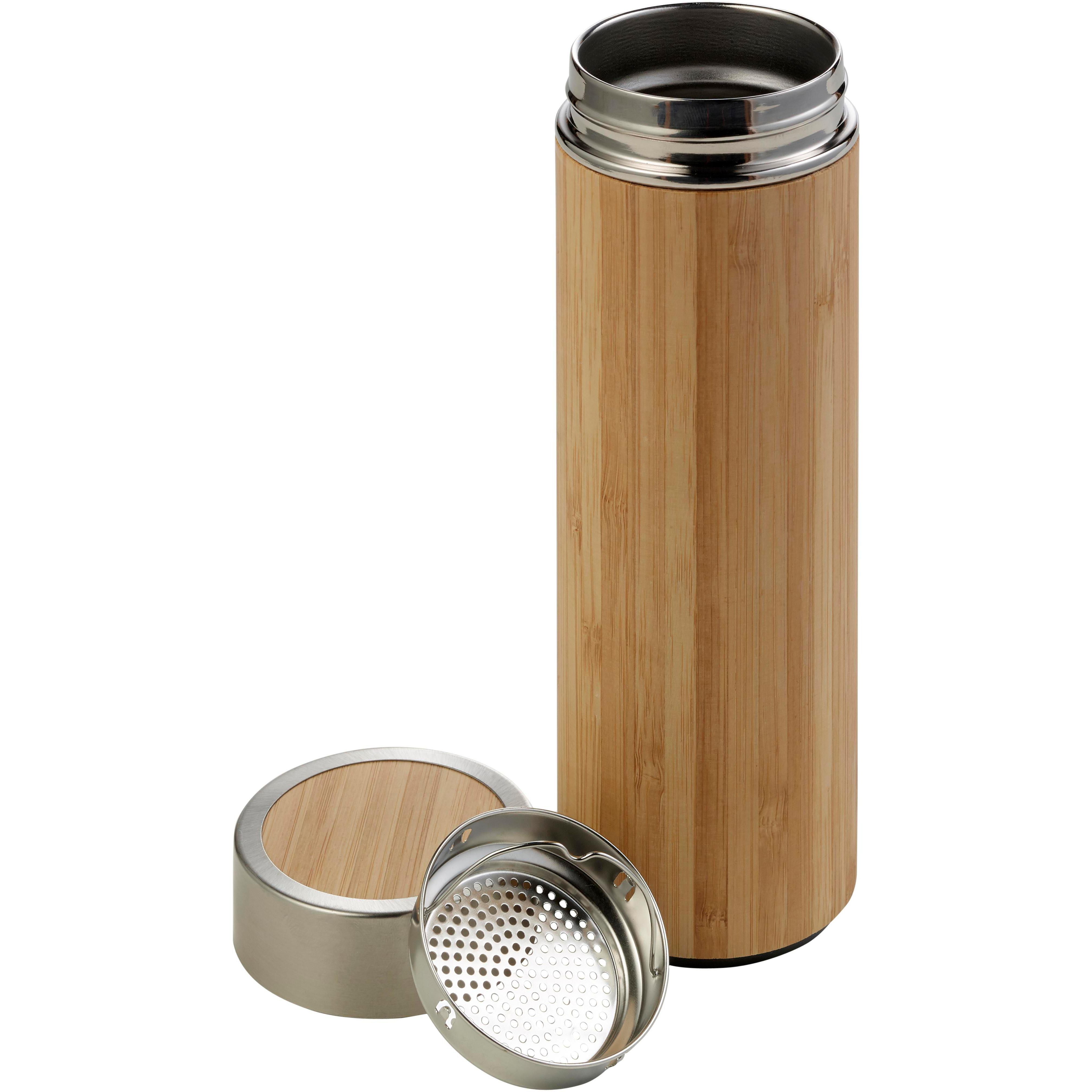 Trinkflasche Yara | Edelstahl und Bambus | 420 ml | Tee-Ei