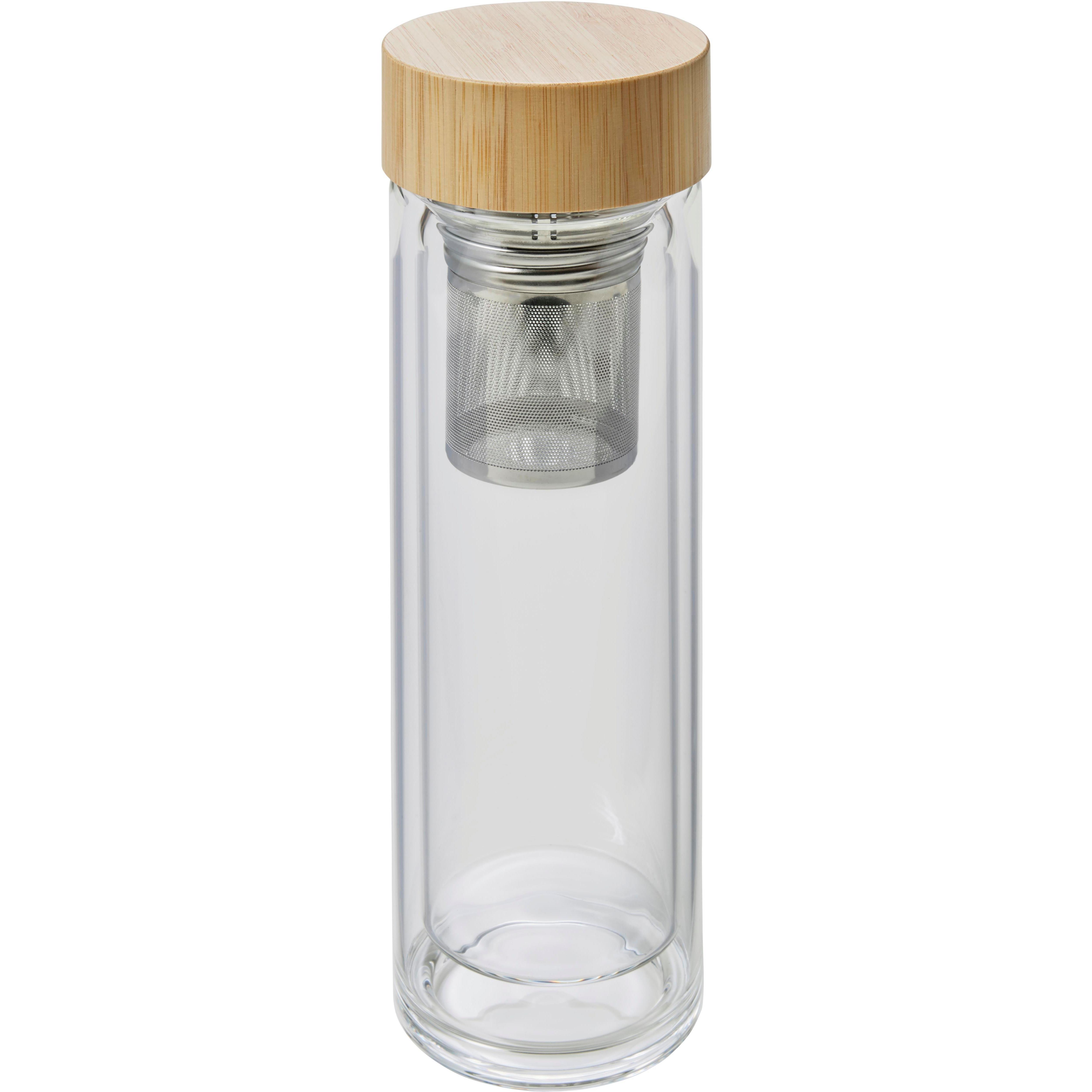 Trinkflasche Vicente | Glas | Bambusdeckel | 420 ml