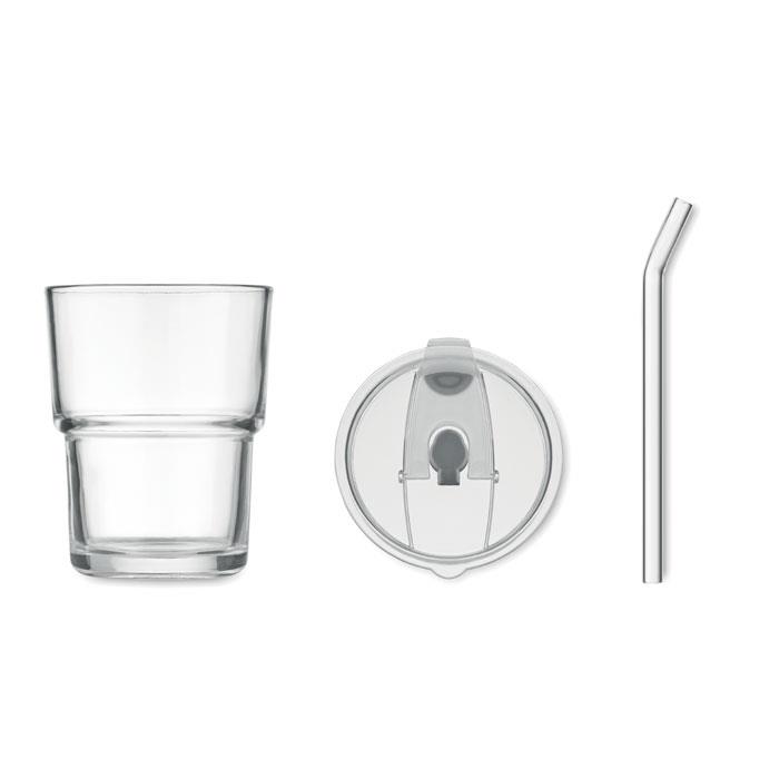 Glasbecher mit Trinkhalm 400ml