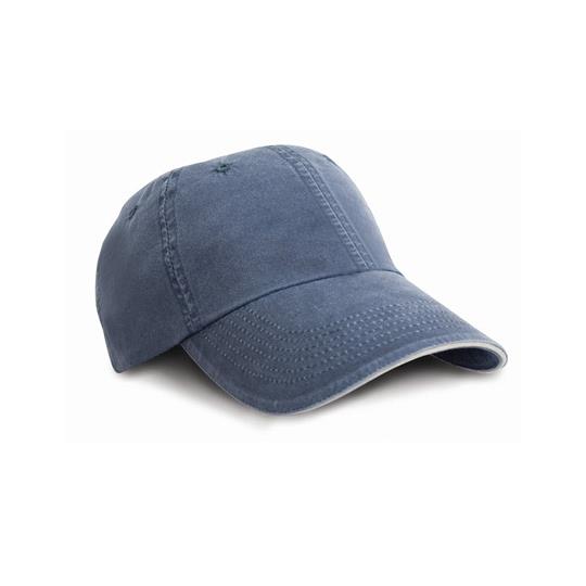 Washed Fine Line Cotton Cap With Sandwich Peak