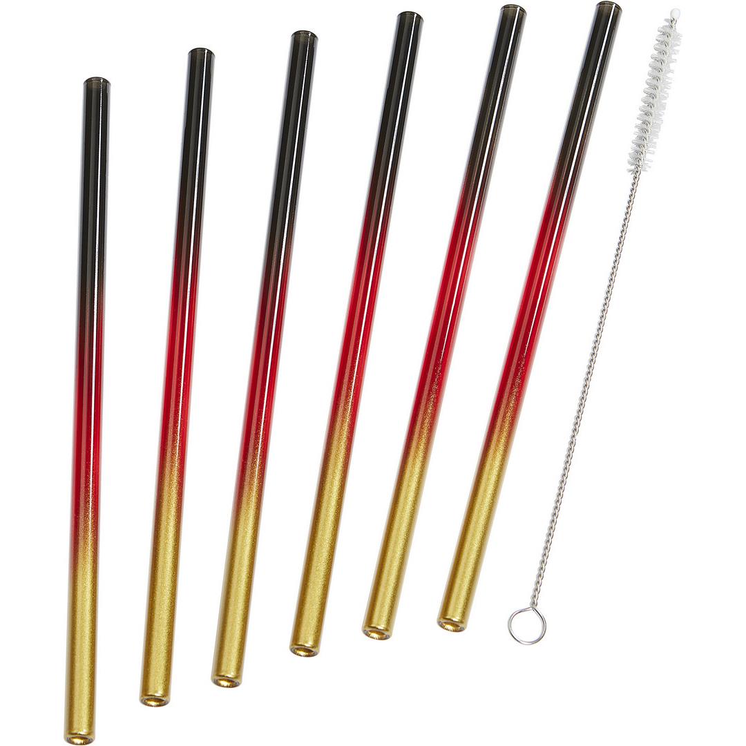 Set aus 6 farbigen Glas-Trinkhalmen mit Reinigungsbürste