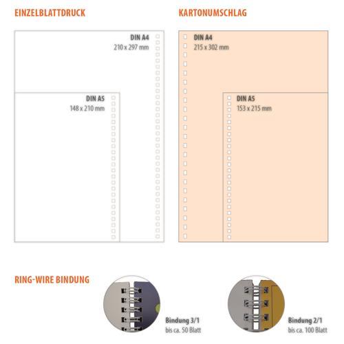 Schreibblock DIN A5 mit Hardcover Ring Wire, 75 Blatt