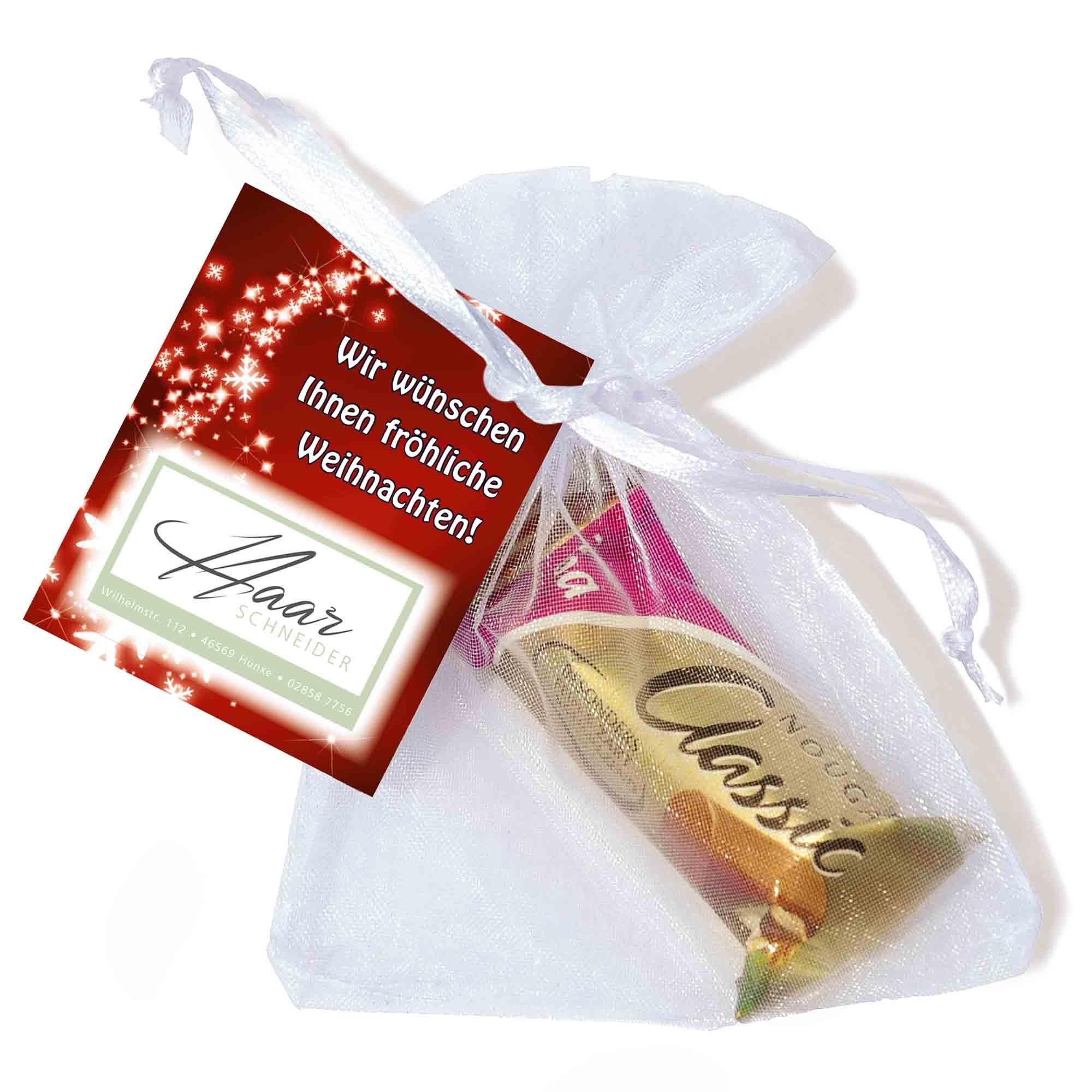 Organzasäckchen Nougat Classic 10, mit Kärtchen