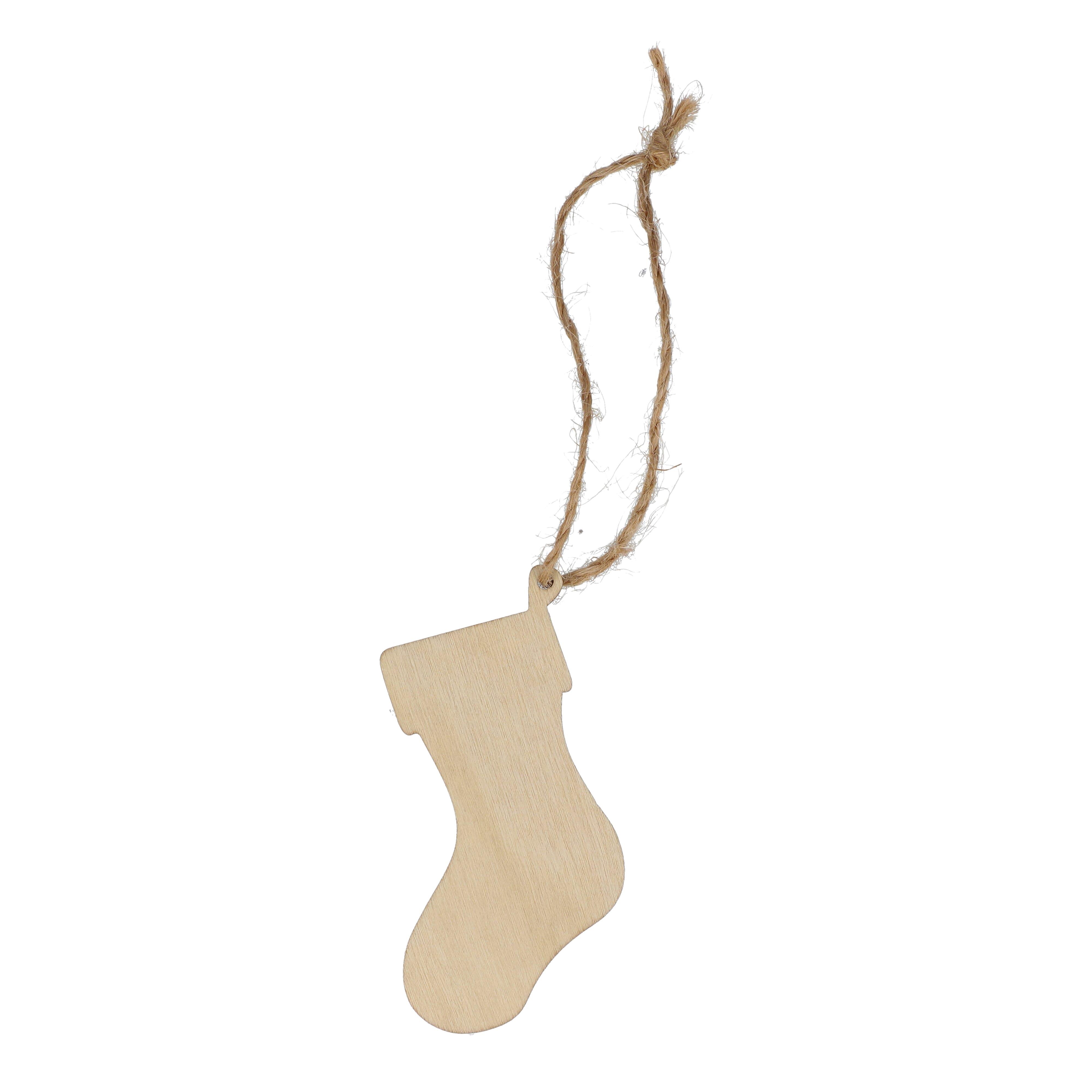 Strumpfförmiges Weihnachtsornament aus Holz