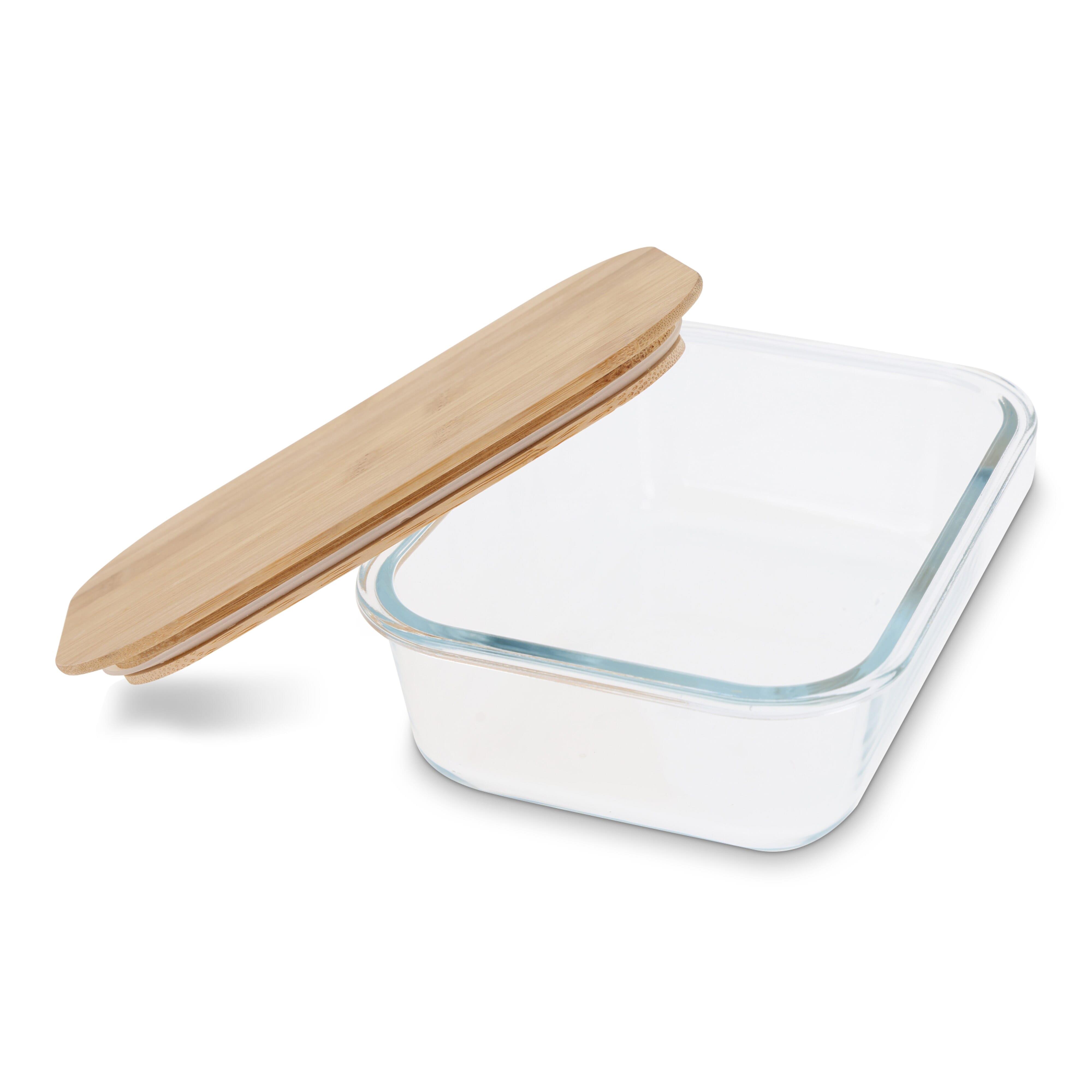 Lunchbox aus Glas mit Bambusdeckel