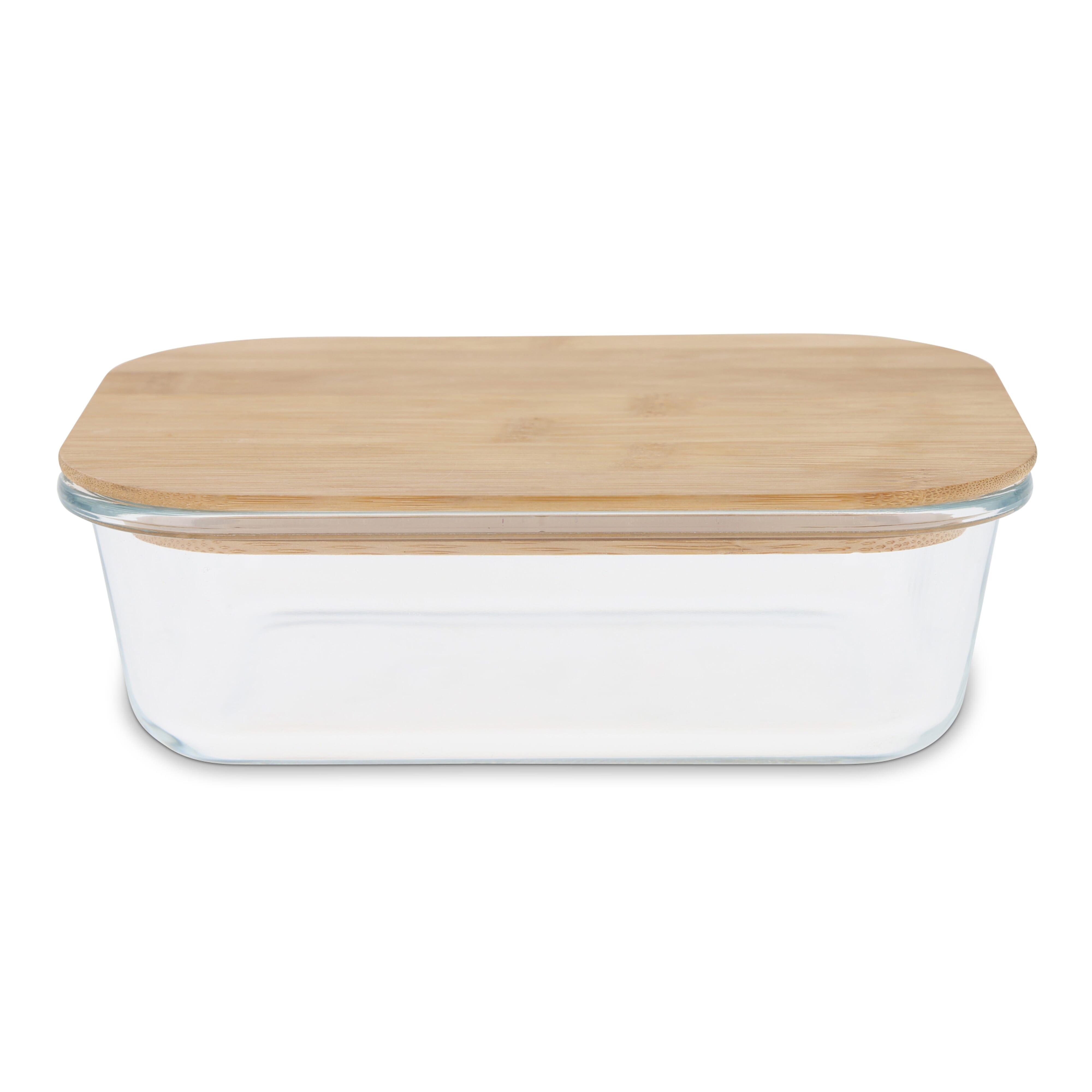 Lunchbox aus Glas mit Bambusdeckel