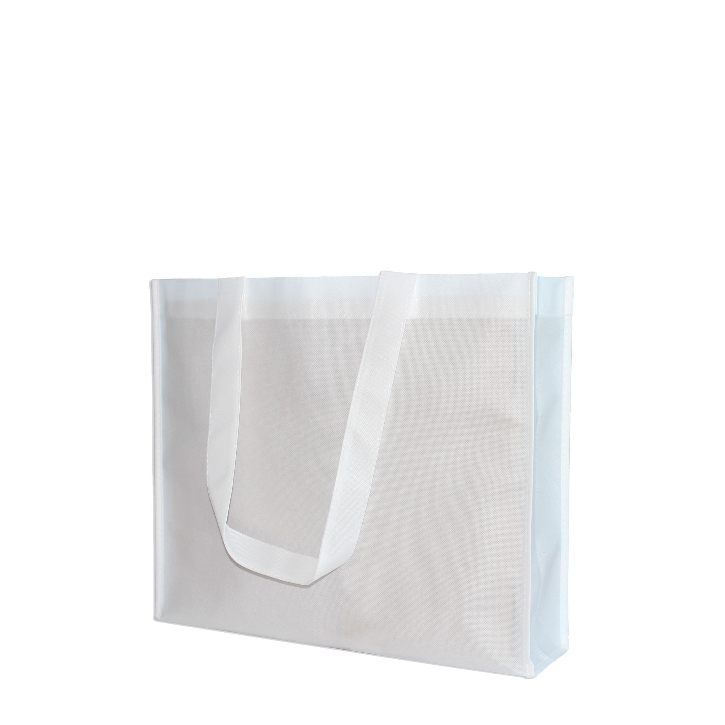Shopperbag weiß, 2 Mittlere Henkel, Querformat