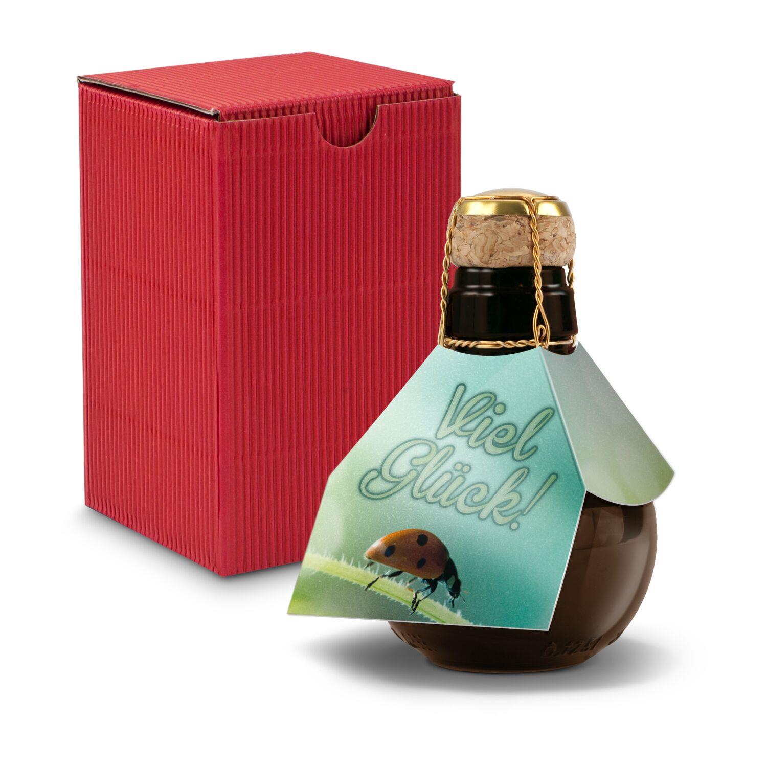 Origineller Sekt Viel Glück - Karton Rot, 125 ml