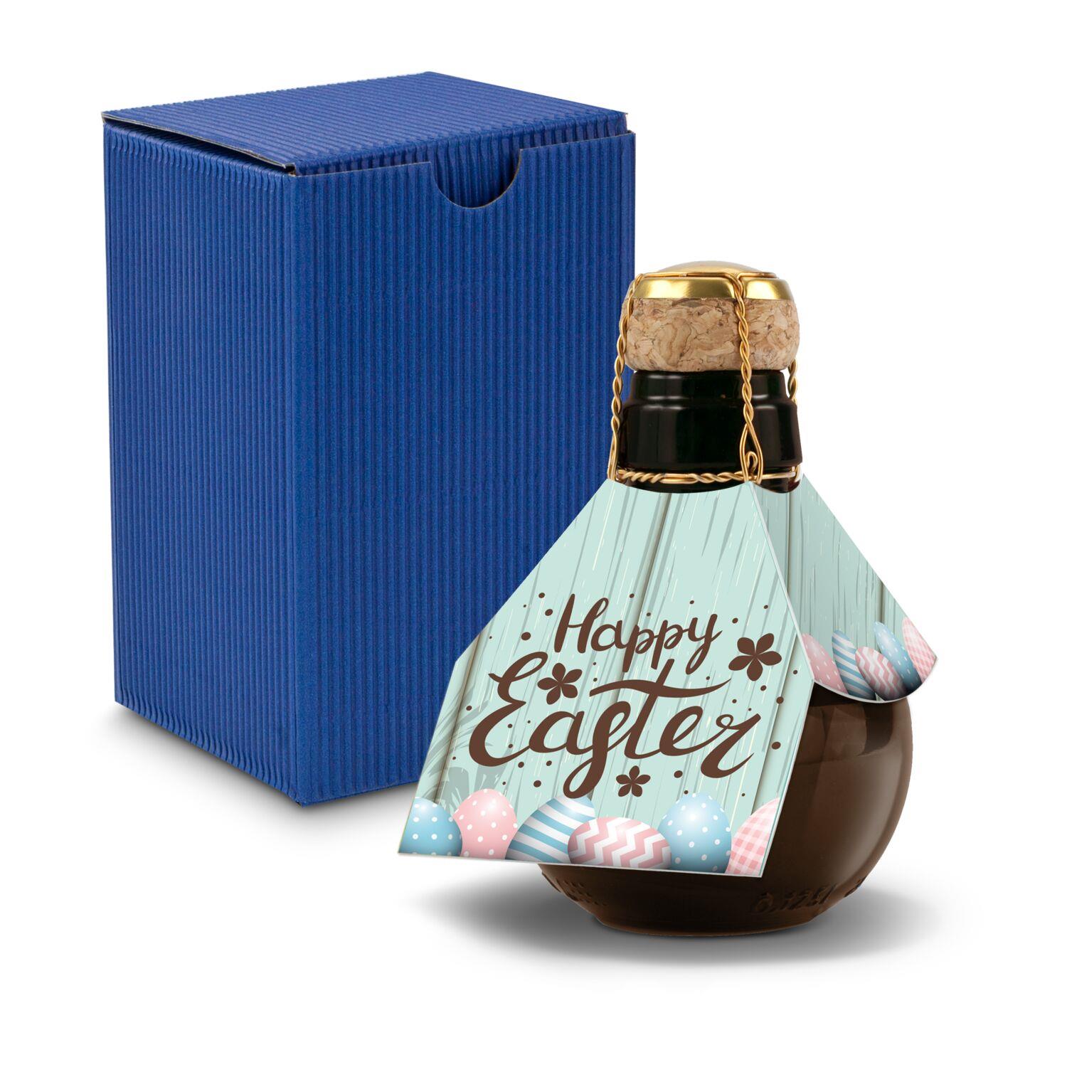 Origineller Sekt Happy Easter - Karton Blau, 125 ml