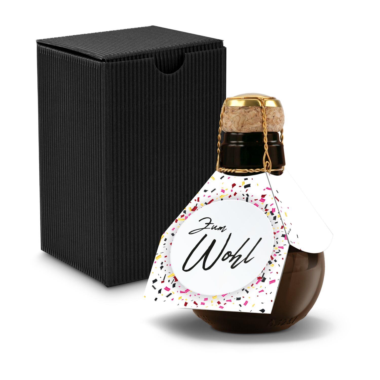 Origineller Sekt Zum Wohl- Karton Schwarz, 125 ml