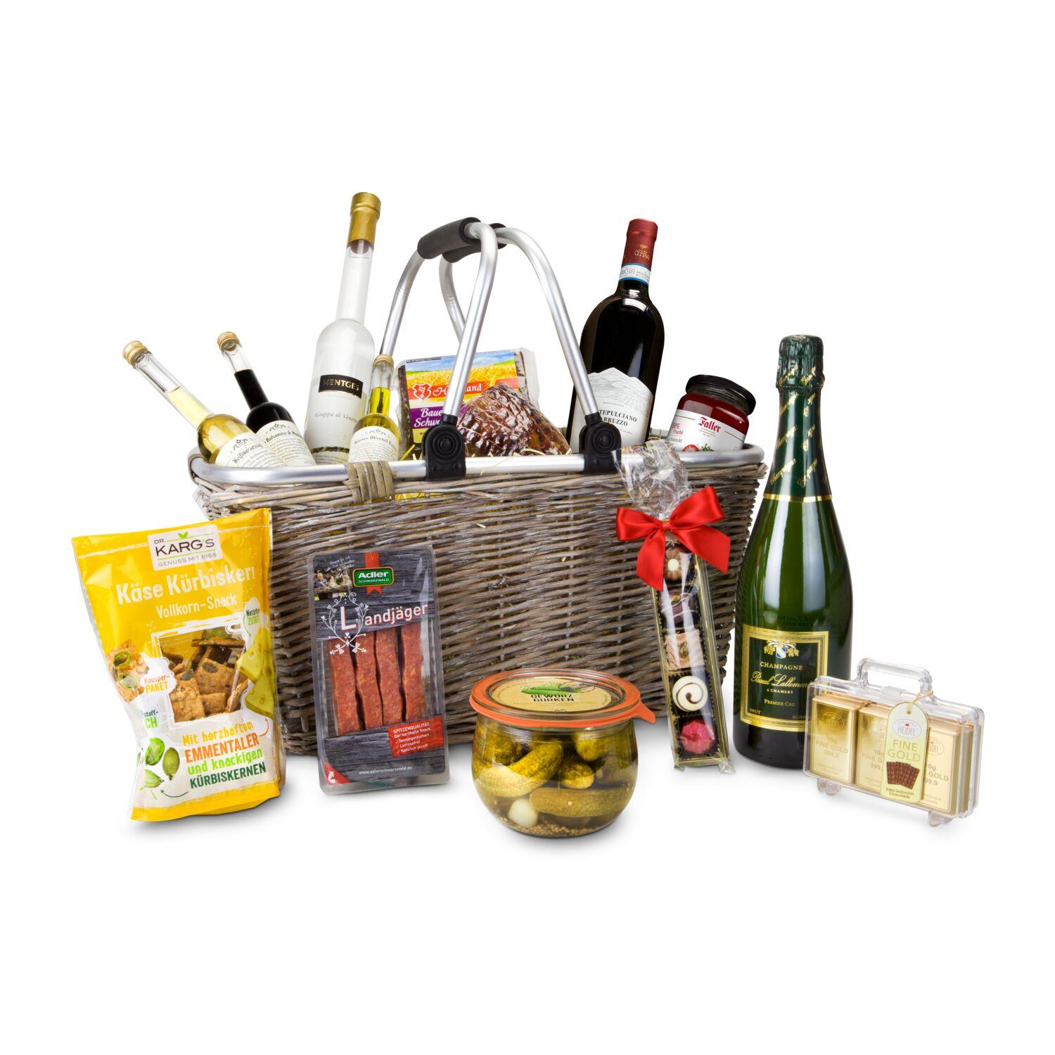 Geschenkset / Präsenteset: Geschenkkorb XXL - Einkaufskorb mit 14 leckeren Produkten