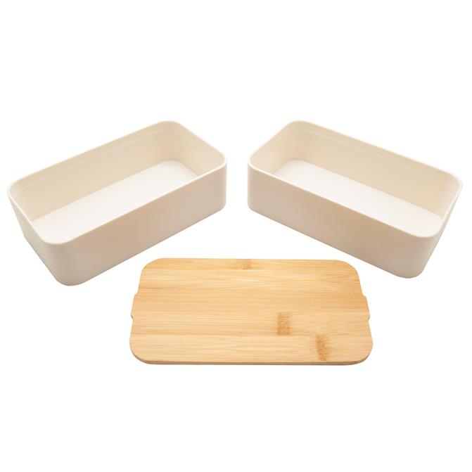 Bento  Mihara , weiss, mit Bambusdeckel