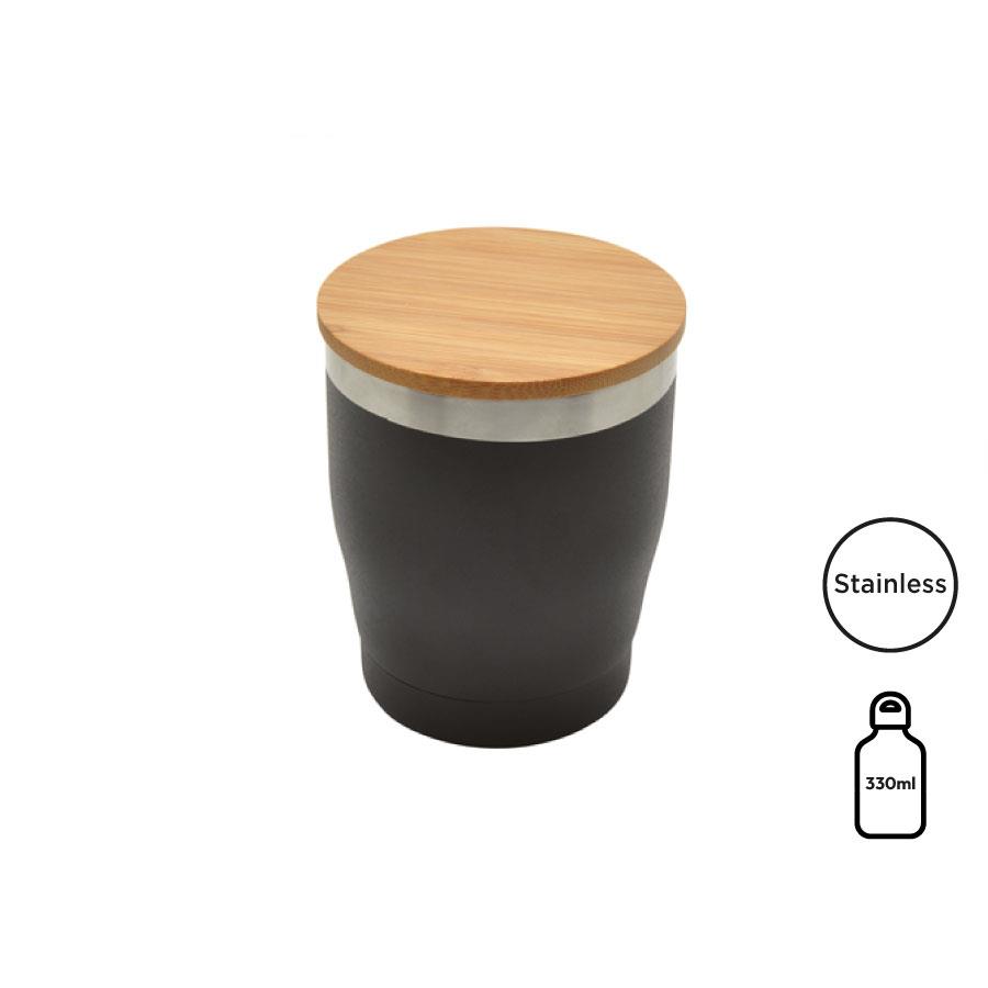Doppelwandiger Edelstahlbecher  Nagano  mit Bambusdeckel (L)