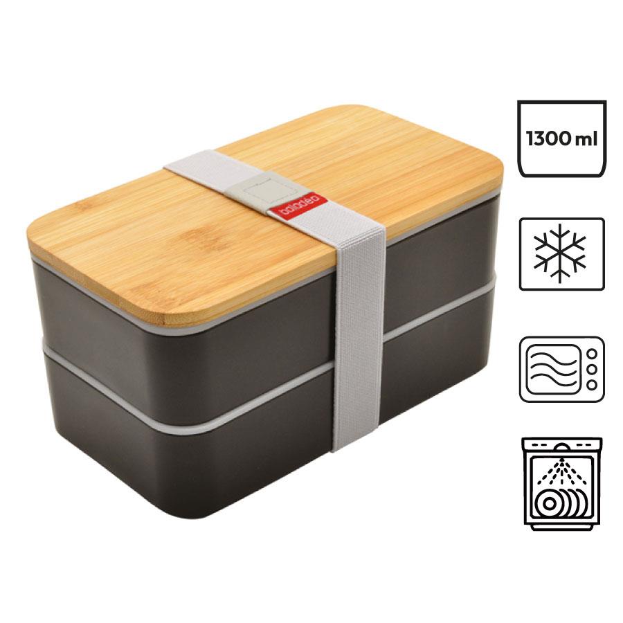 Bento  Nagano , schwarz, mit Bambusdeckel