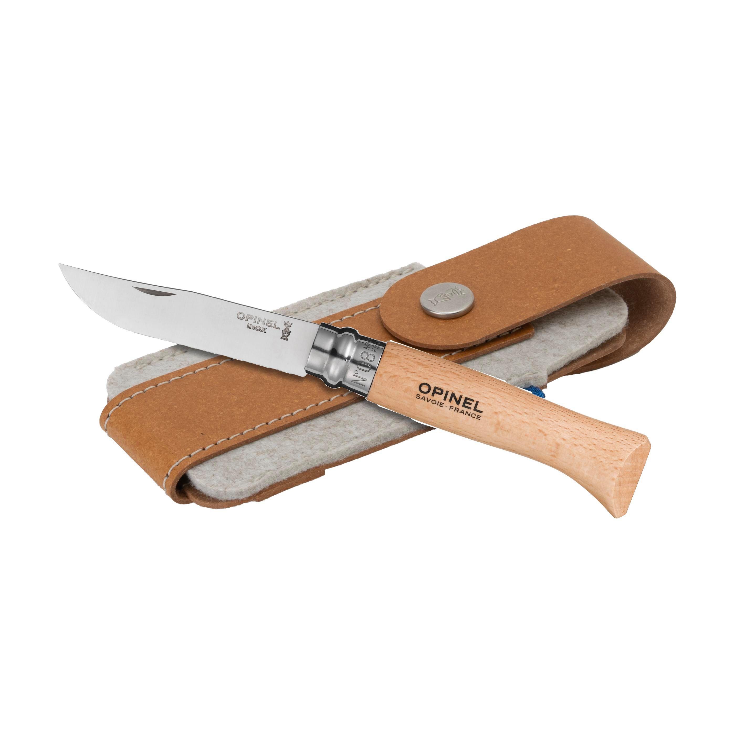 Opinel Inox No 08 Taschenmesser in einer Gürteletui