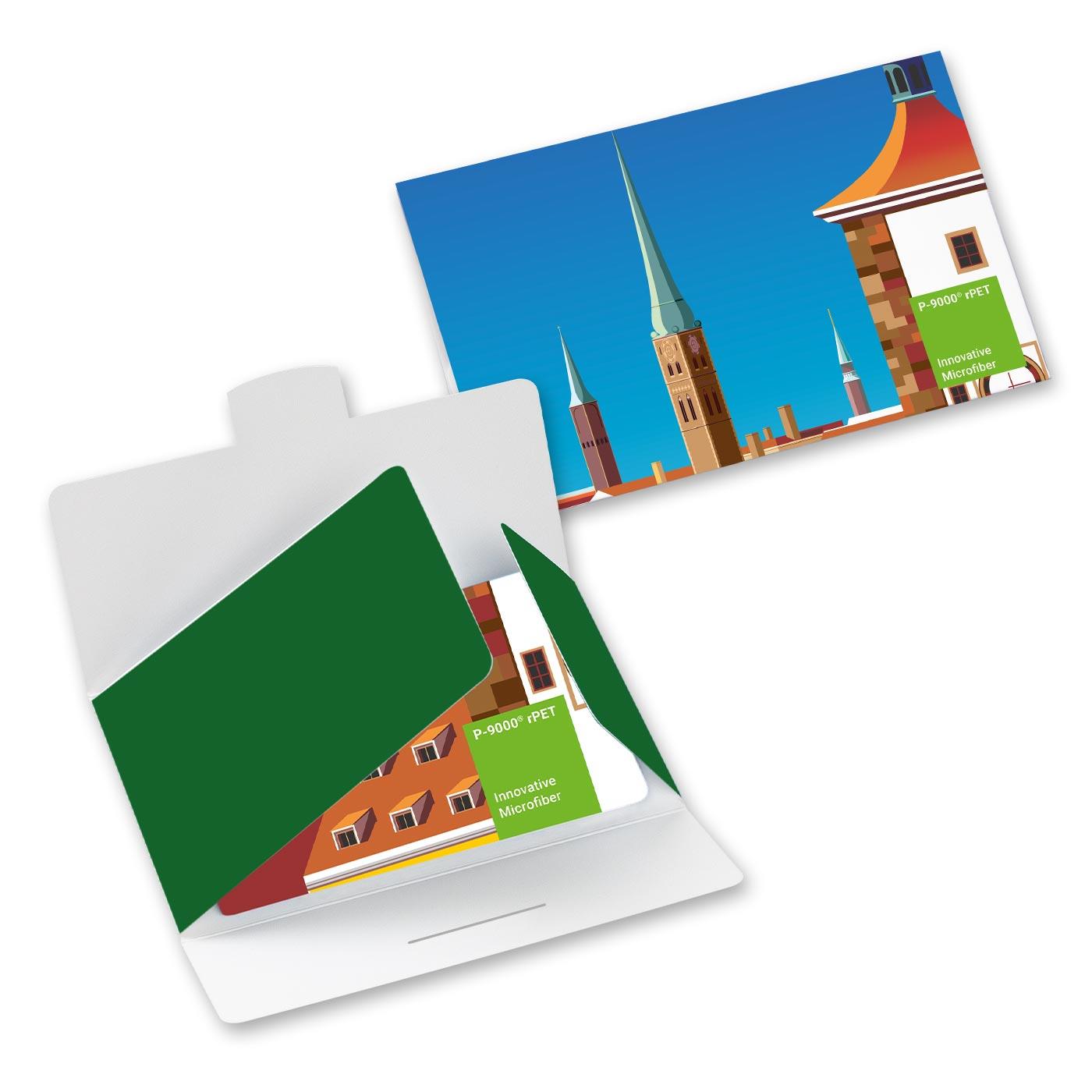 POLYCLEAN rPET Displaytuch 20x20 cm im Papieretui, All-Inclusive-Paket 