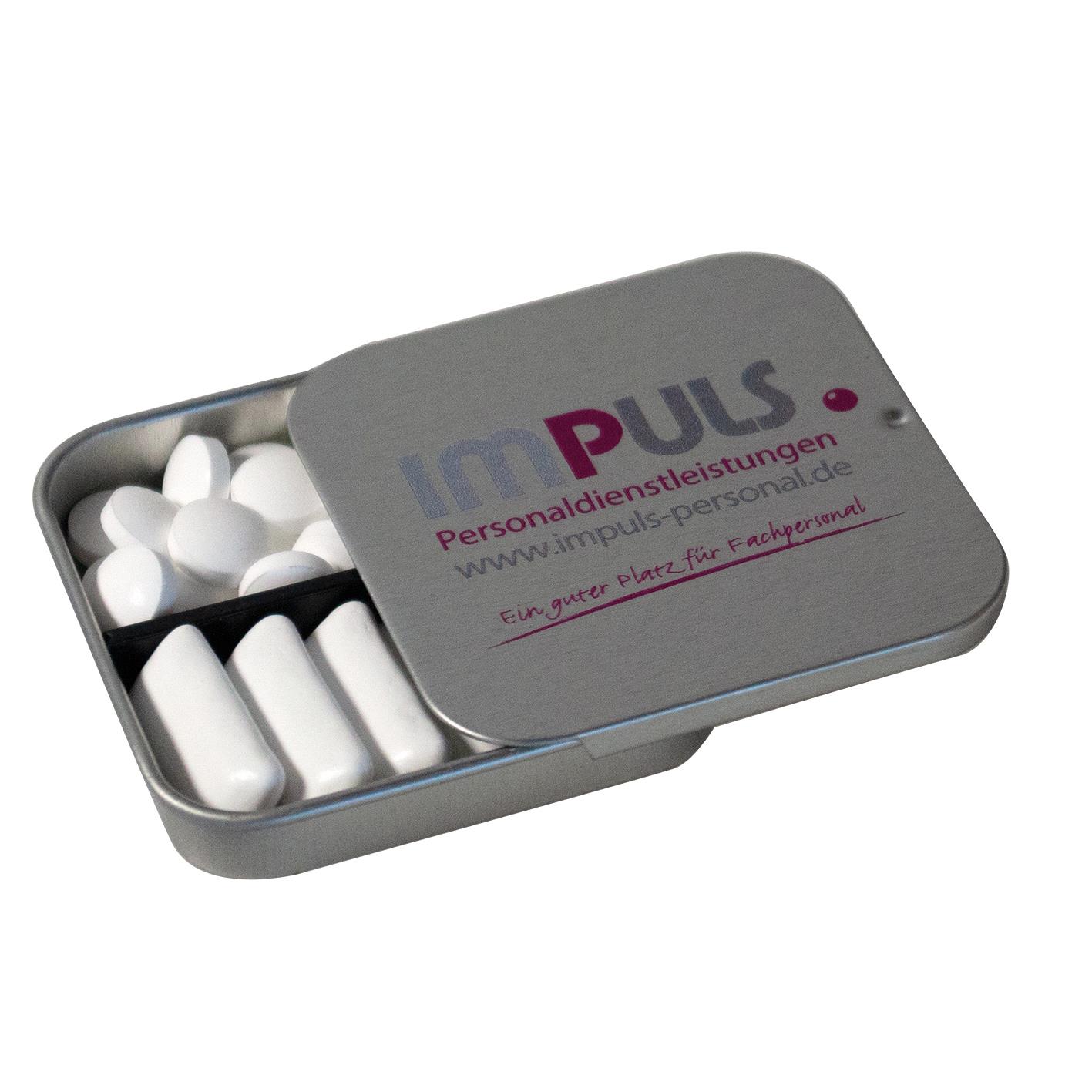 Twin Tin, schwarz individuell, Inhalt: Pfefferminzdragees (Dose)