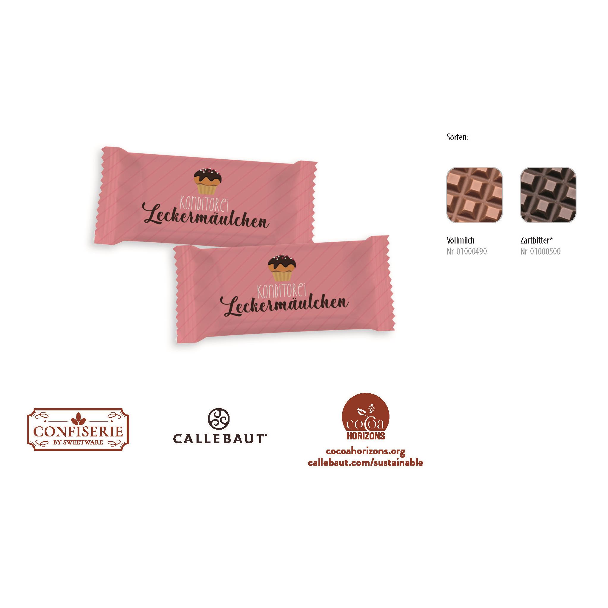 Schokolade 5 g Täfelchen,   1 Stück, Inhalt: Callebaut Vollmilch