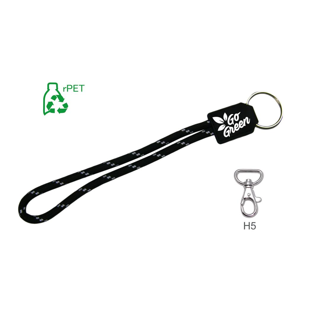 Rundgewebte Schlüsselanhänger-Schlaufe rPET mit Soft-PVC-Motivlabel