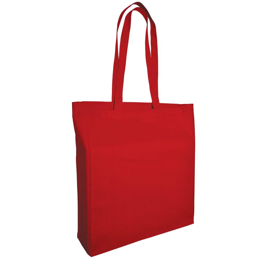 Baumwolltaschen mit langen Henkeln und Bodenfalte, 140 gr/m²