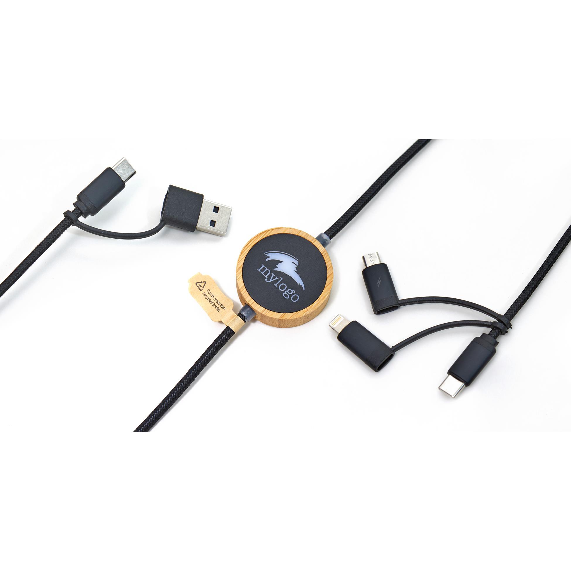 RPET 5 in 1 Ladekabel Bambus
