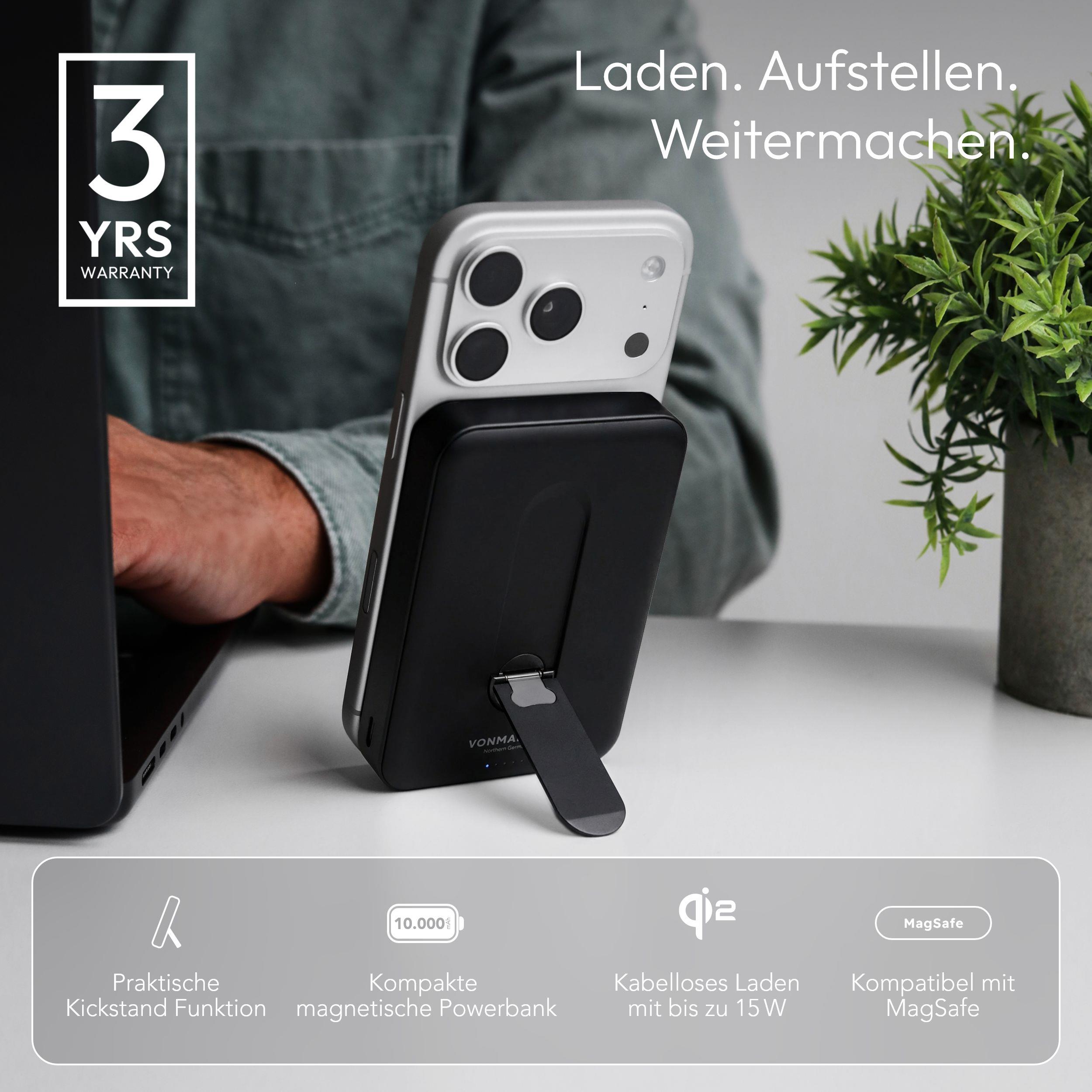 Evergreen Mag 10000 mit Kickstand - Die magnetische Powerbank mit Standfunktion - Schwarz