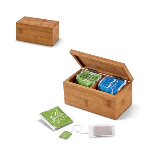 BURDOCK. Teebox aus Bambus mit 2 Fächern und einem Magnetverschluss