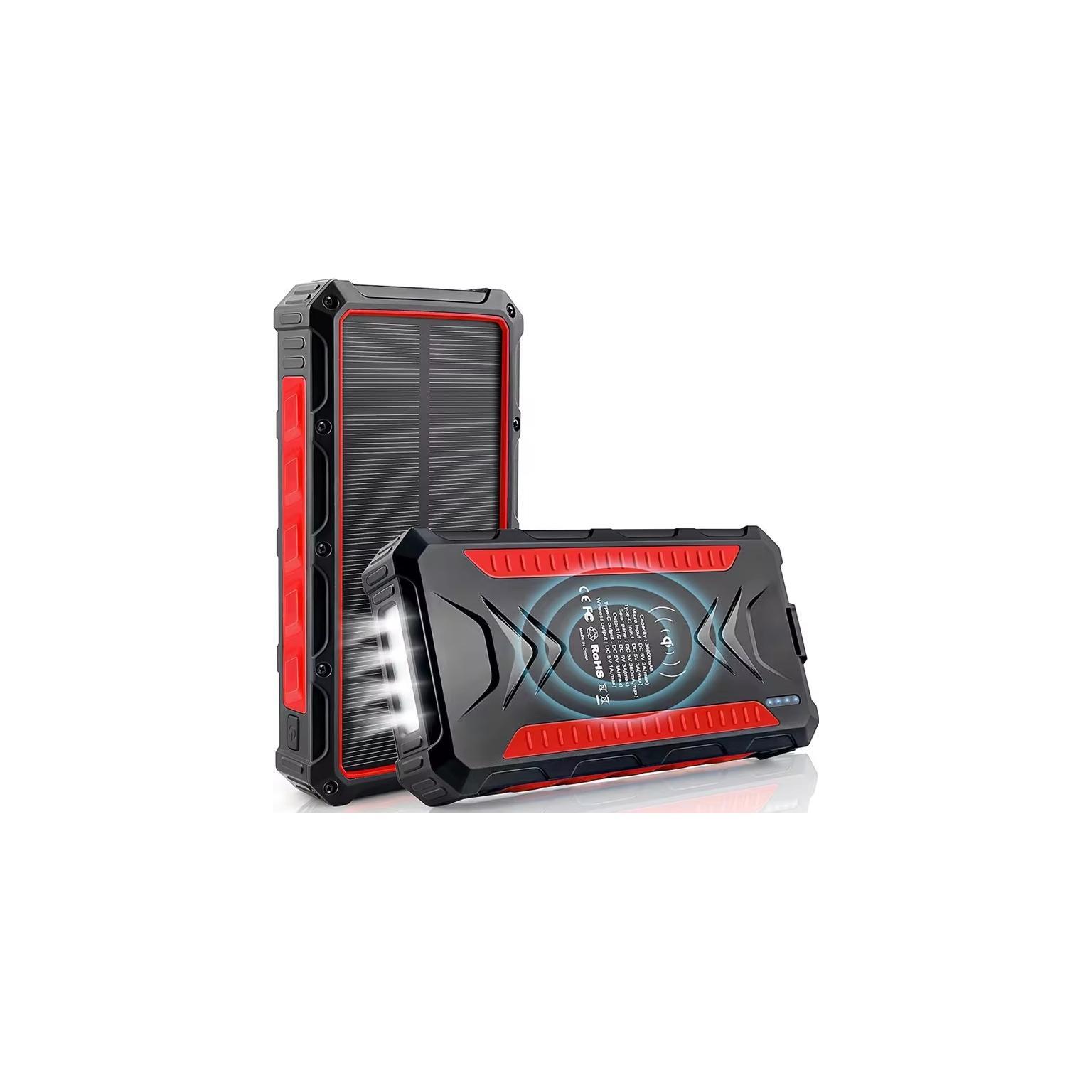 Outdoor Solar Powerbank PB-58 Wireless Charging 10000 mAh Rot