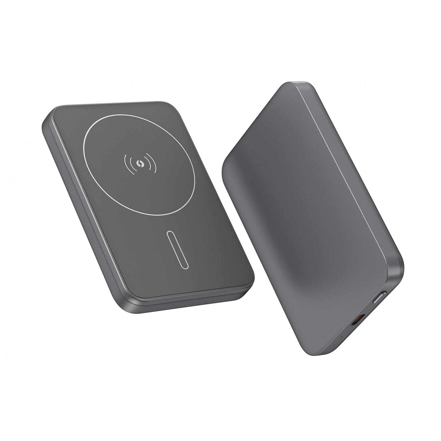 Magnetic Powerbank PB-74 QI Wireless Charging 15W und 10000 mAh Akku Grau