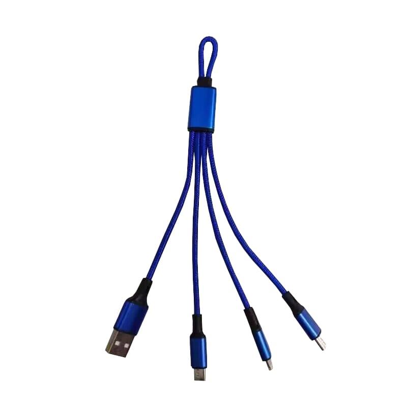 3in1 Mini Nylon Ladekabel 19,5cm Blau