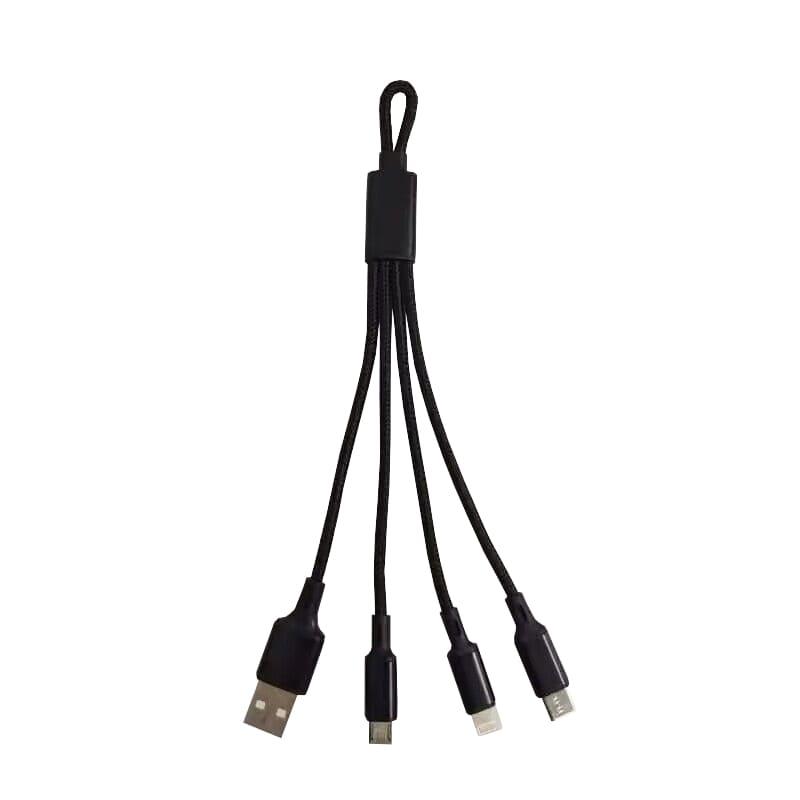 3in1 Mini Nylon Ladekabel 19,5cm Schwarz