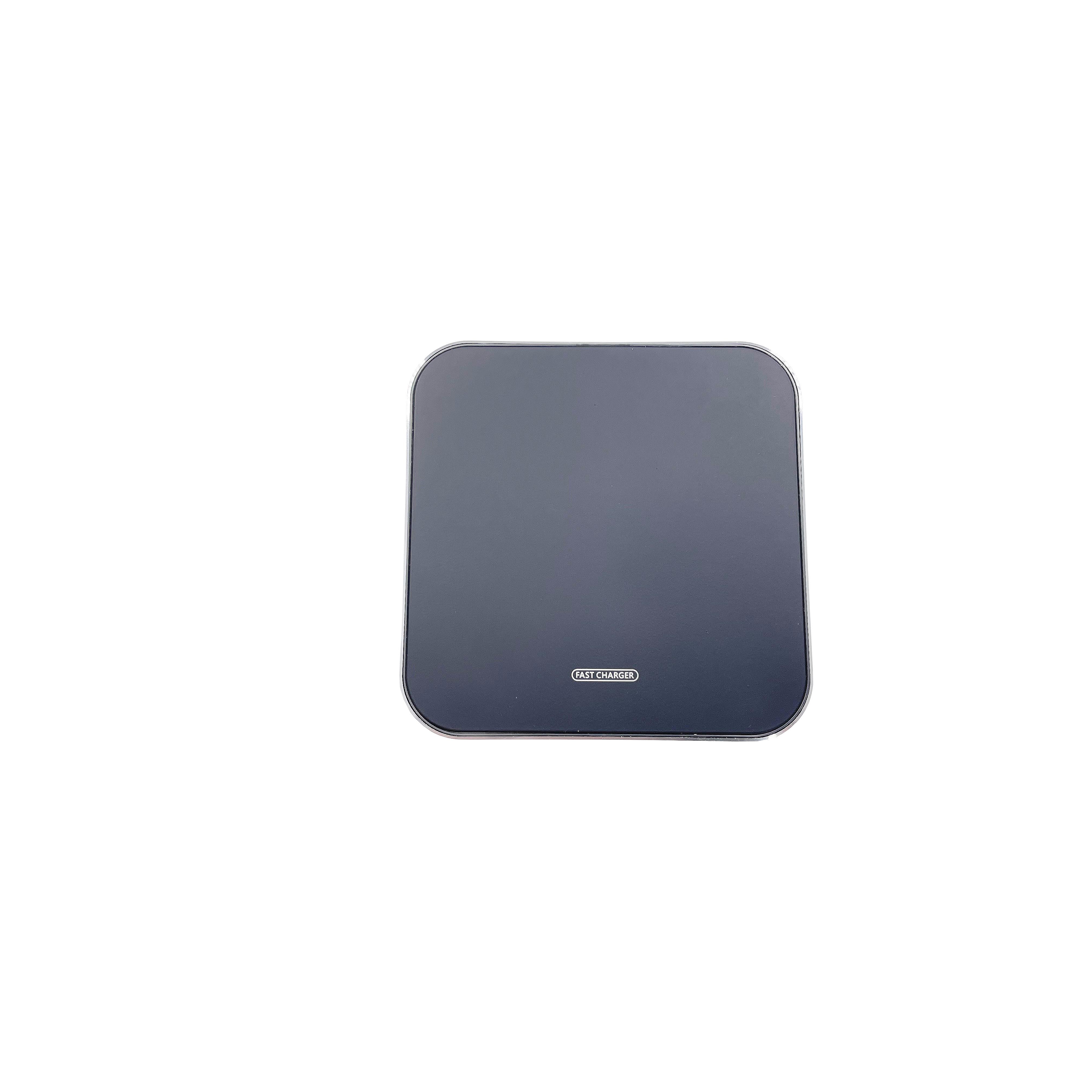 Wireless Charger LED-Rand eckig 15W Schwarz/Schwarz gummiert (matt)