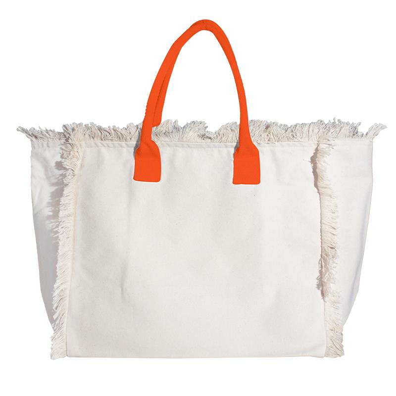 Organic Fairtrade Strandtasche Lola mit farbigen Henkeln neon orange